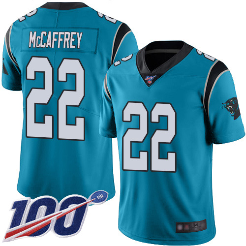Carolina Panthers Limited Blue Youth Christian McCaffrey Alternate Jersey NFL Football #22 100th Season Vapor Untouchable->youth nfl jersey->Youth Jersey